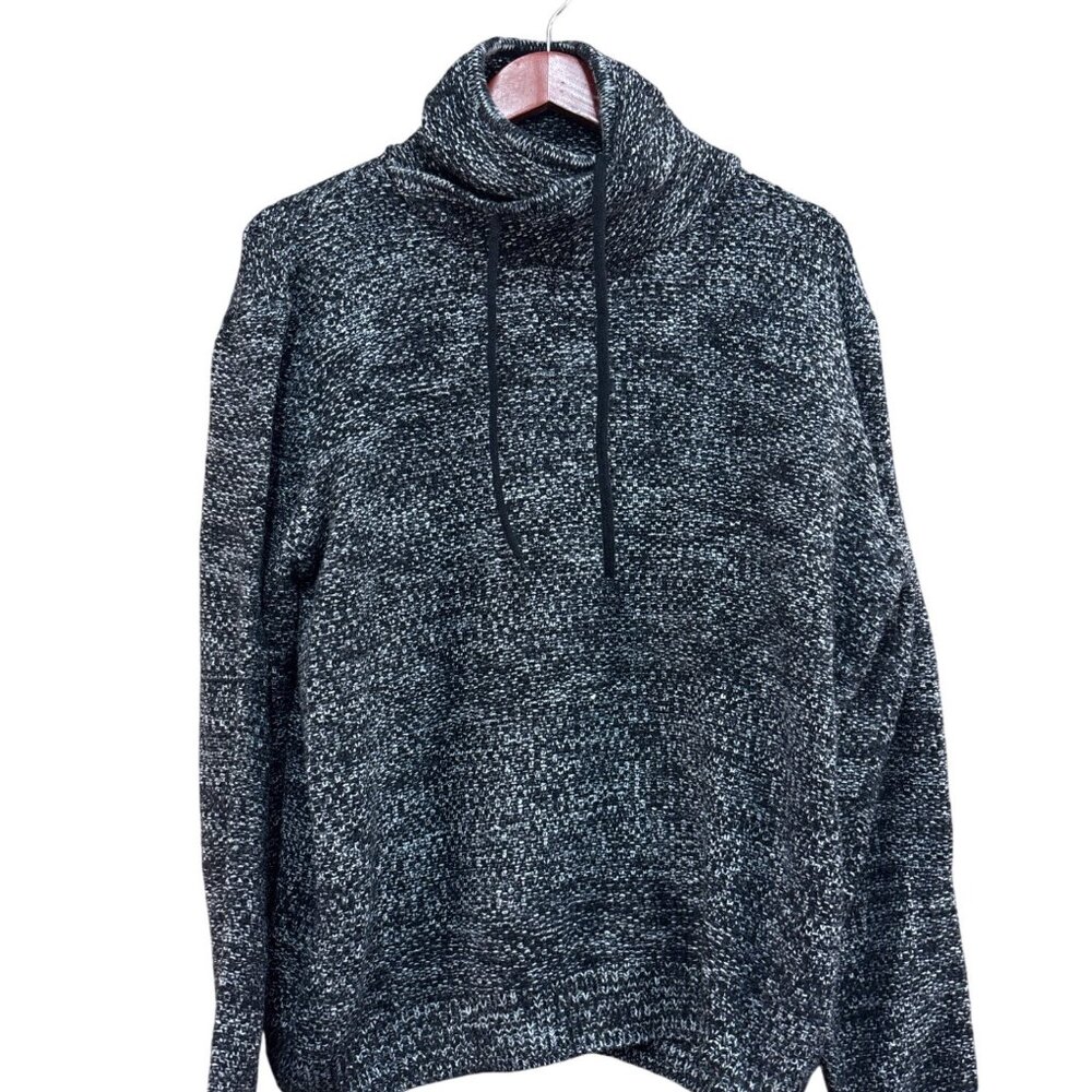 Forever 21 Mens Black & White Knit Sweater With Drawstring Cowl Neck Size L